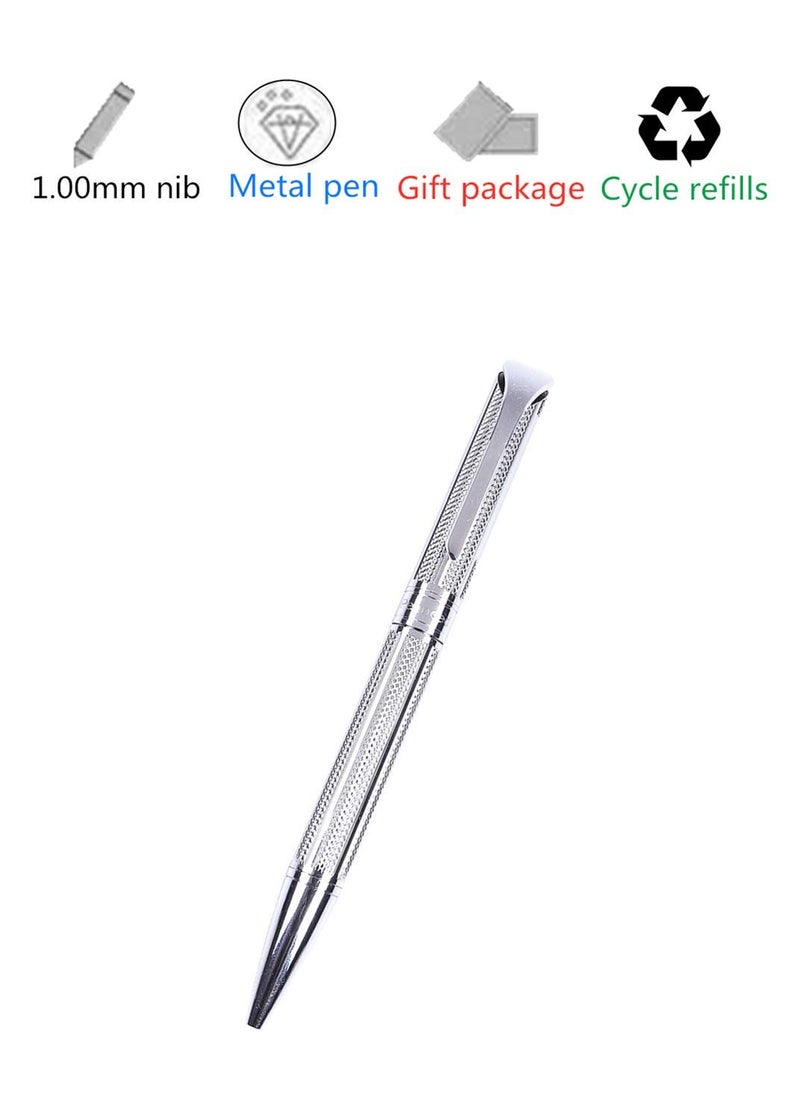 Penneed Ballpoint Pen for Men Women Executive Home Office Use, with Gift box Refillable 1.0mm Black Ink B5(Elegant Silver) - Image 4